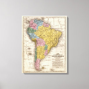 Map of South America 5 Canvas Print