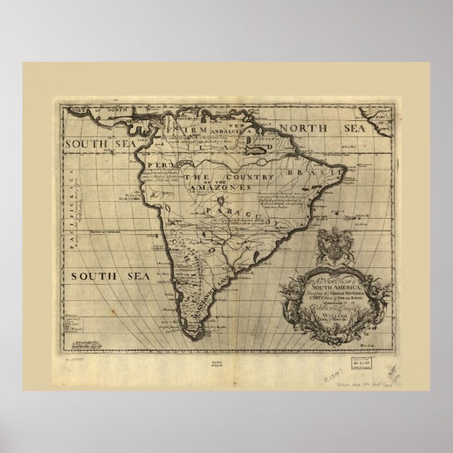 Map of South America (circa 1700) Poster (Front)