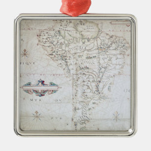 Map of South America Metal Tree Decoration