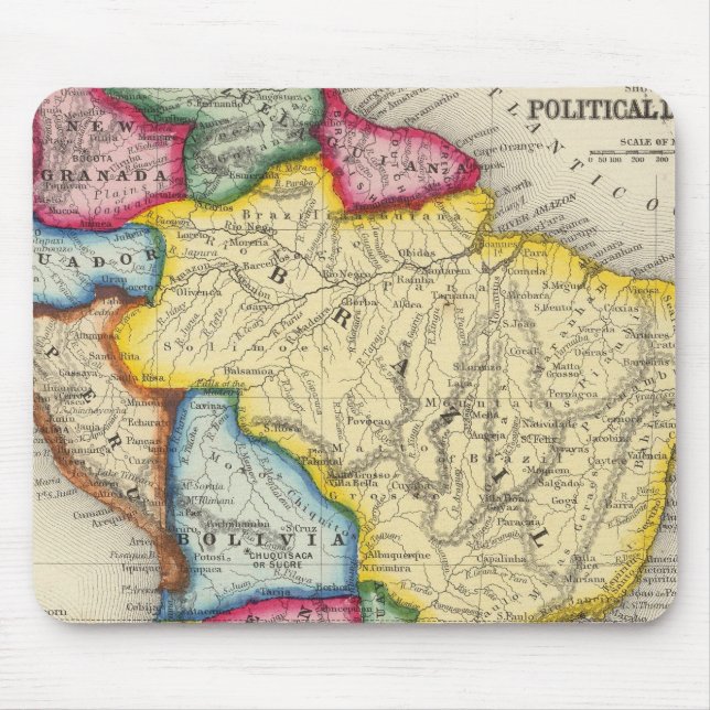 Map Of South America Mouse Mat (Front)