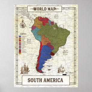 Map Of South America Poster