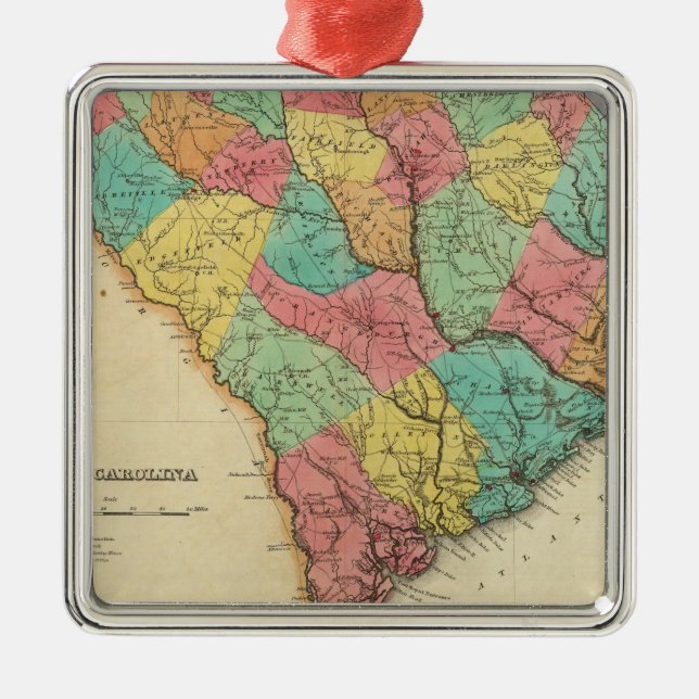 Map Of South Carolina Metal Tree Decoration (Front)