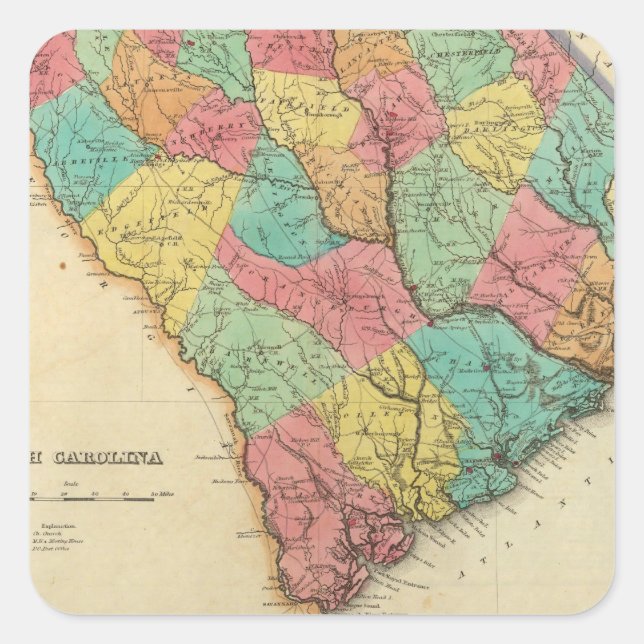 Map Of South Carolina Square Sticker (Front)