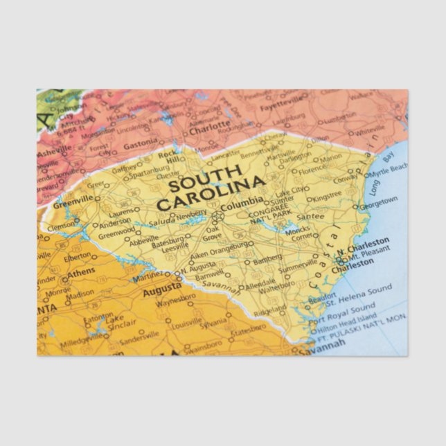 Map of South Carolina Tissue Paper (Front)