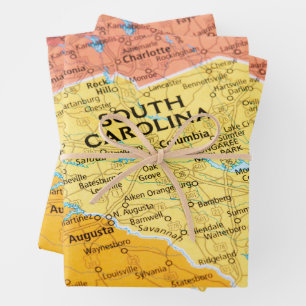 Map of South Carolina  Wrapping Paper Sheet