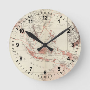 Map of South-East Asia & North Australia Round Clock