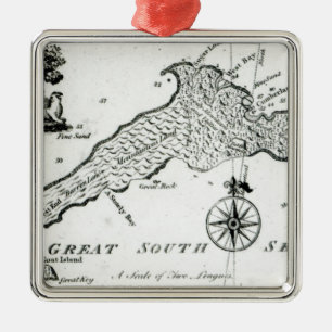 Map of South Pacific Island, 1800 Metal Tree Decoration