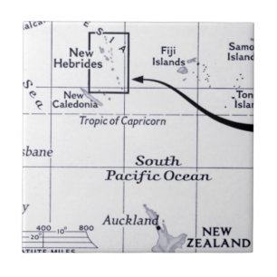 Map of South Pacific Ocean Tile