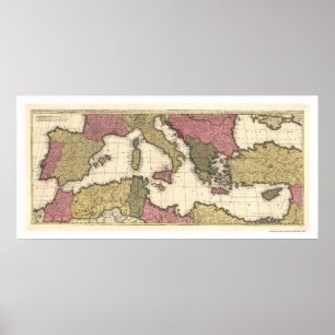 Map of Southern Europe and the Mediterranean 1695 Poster