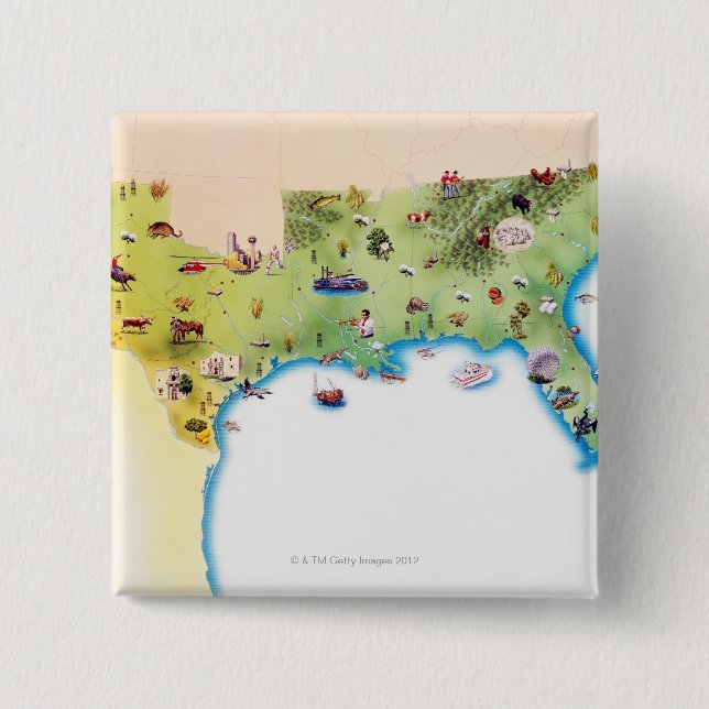 Map of Southern United States of America, with 15 Cm Square Badge (Front)
