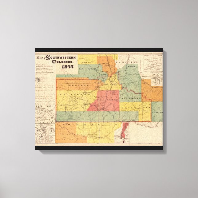 Map of Southwestern Colorado (1893) Canvas Print (Front)