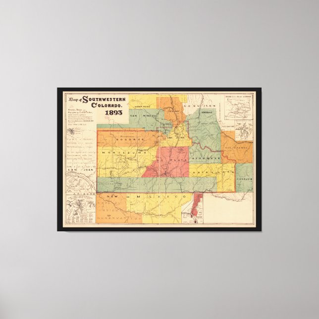 Map of Southwestern Colorado (1893) Canvas Print (Front)
