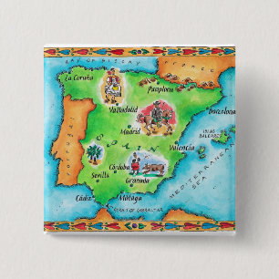 Map of Spain 15 Cm Square Badge