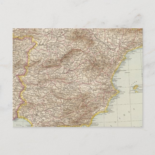 Map of Spain and Portugal Postcard (Front)