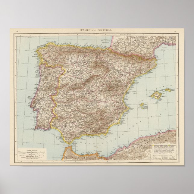 Map of Spain and Portugal Poster (Front)