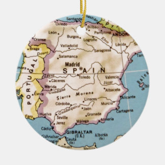 Map of Spain Vintage Design Ceramic Tree Decoration