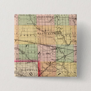 Map of St Clair County, Michigan 15 Cm Square Badge