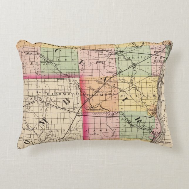 Map of St Clair County, Michigan Decorative Cushion (Front)