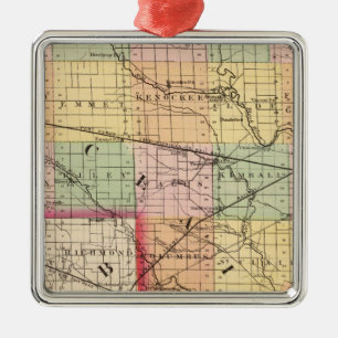 Map of St Clair County, Michigan Metal Tree Decoration