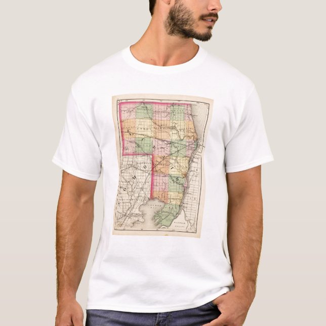Map of St Clair County, Michigan T-Shirt (Front)