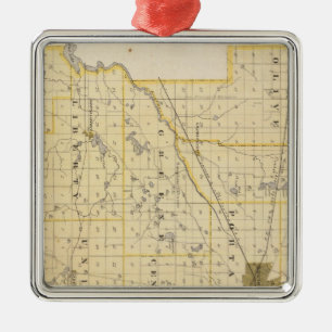 Map of St Joseph County Metal Tree Decoration