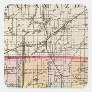 Map of St Joseph County, Michigan Square Sticker