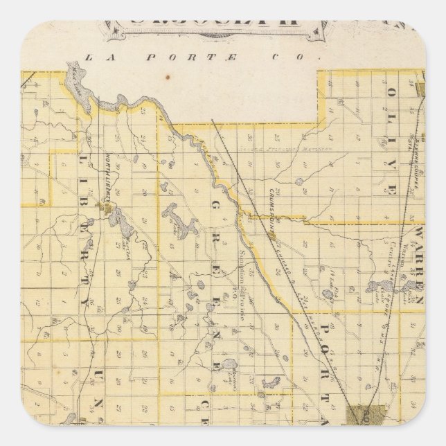 Map of St Joseph County Square Sticker (Front)
