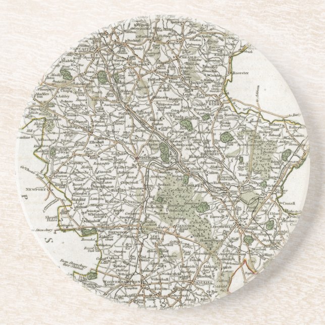 MAP OF STAFFORDSHIRE, 1793 COASTER (Front)