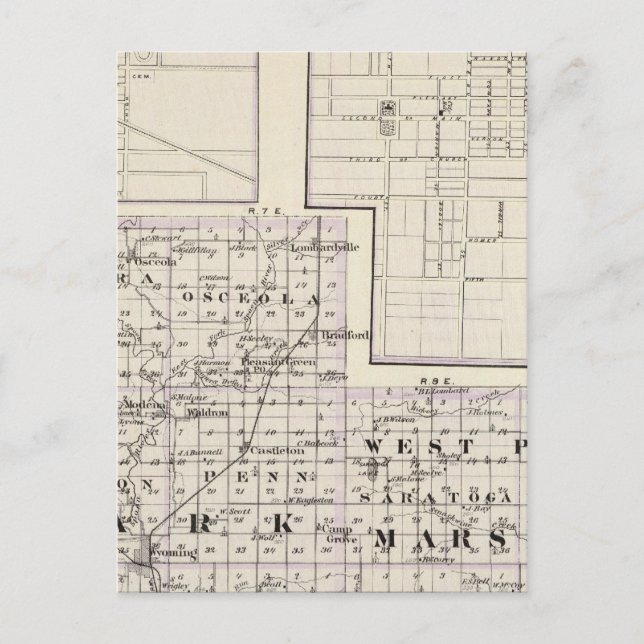 Map of Stark and west part of Marshall counties Postcard (Front)