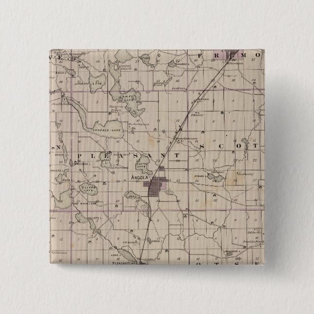 Map of Steuben County Indiana 15 Cm Square Badge (Front)