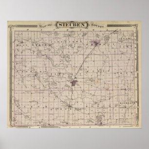 Map of Steuben County Indiana Poster