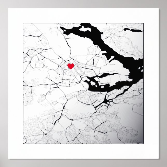 Map of Stockholm Sweden Modern Elegant Classy Gift Foil Prints (Front)