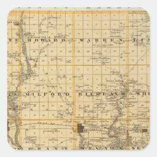 Map of Story County, State of Iowa Square Sticker