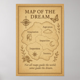 “Map of Strength” Vintage Inspirational Wall Art P