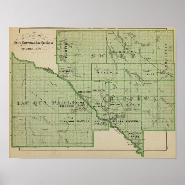 Map of Swift, Minnesota Poster (Front)
