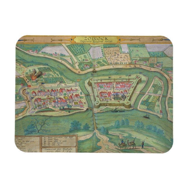 Map of Szolnok, from 'Civitates Orbis Terrarum' by Magnet (Horizontal)