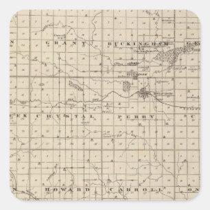 Map of Tama County, State of Iowa Square Sticker