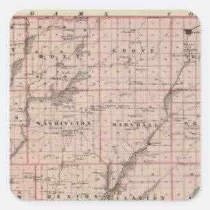 Map of Taylor County, State of Iowa Square Sticker