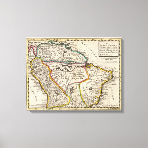 Map of Terra Firma, Peru, Amazone Land, Brasil Canvas Print