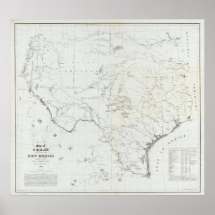 Map of Texas and part of New Mexico Poster