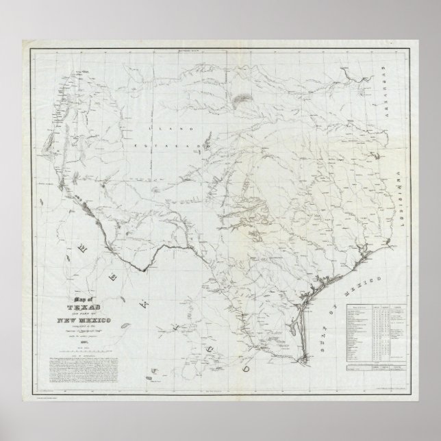 Map of Texas and part of New Mexico Poster (Front)