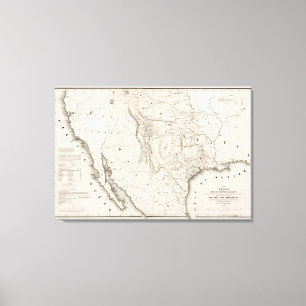 Map Of Texas And The Countries Adjacent Canvas Print