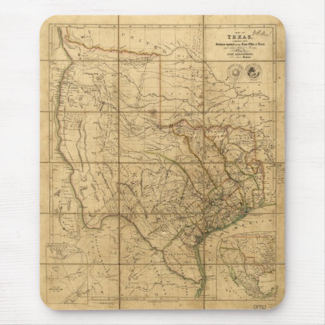 Map of Texas by John Arrowsmith (1841) Mouse Mat (Front)
