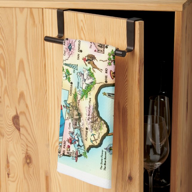 Map of  Texas Greeting  Tea Towel (Thirds Fold)