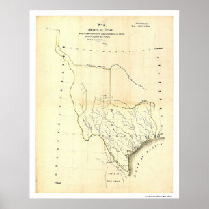 Map of Texas & Mexican States by Tanner 1839 Poster