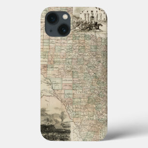 Map of Texas with County Borders iPhone 13 Case
