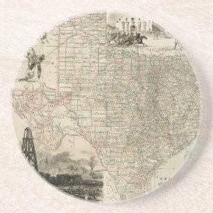 Map of Texas with County Borders Coaster