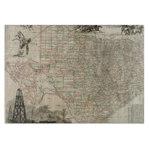 Map of Texas with County Borders Cutting Board