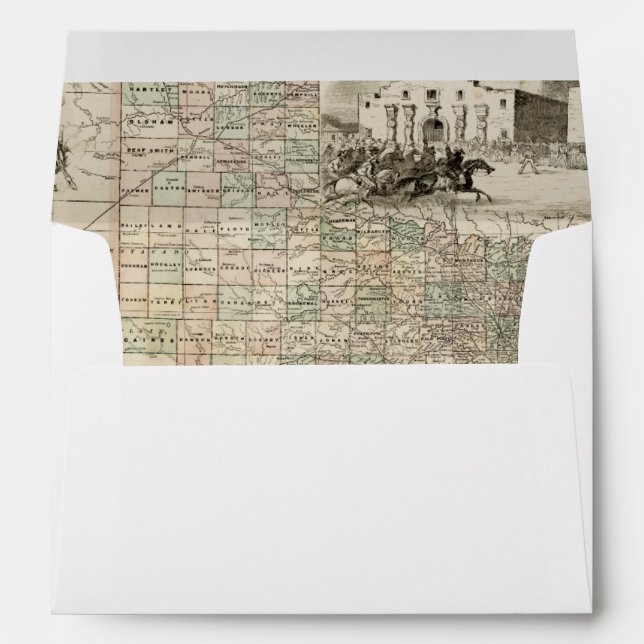 Map of Texas with County Borders Envelope (Back (Bottom))