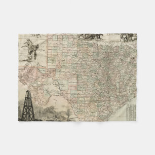 Map of Texas with County Borders Fleece Blanket